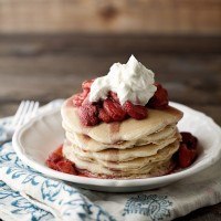 pancakes with maple bourbon strawberries | @naturallyella