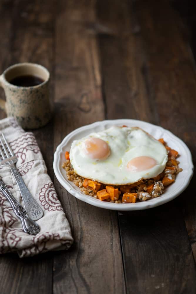 Sweet Potatoes, Wheat Berries, and Eggs