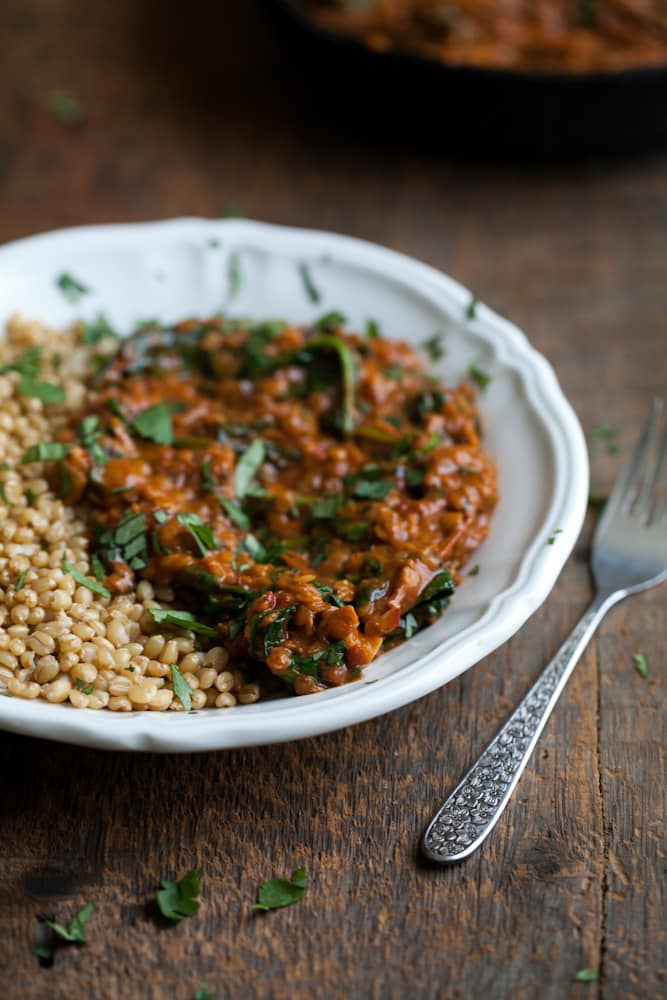 Red Lentils and Spinach in Masala Sauce