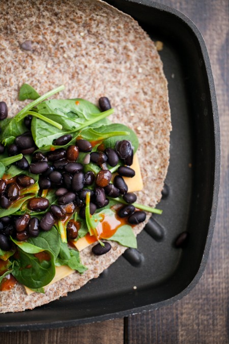 Spinach and Black Bean Quesadilla 