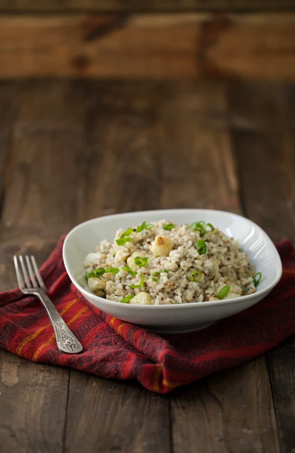 Creamy Gorgonzola Rice and Roasted Cauliflower