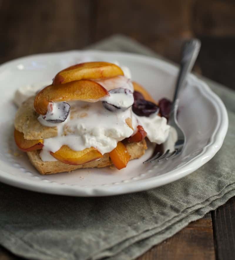 Roasted Peach and Cherry Einkorn Shortcake 