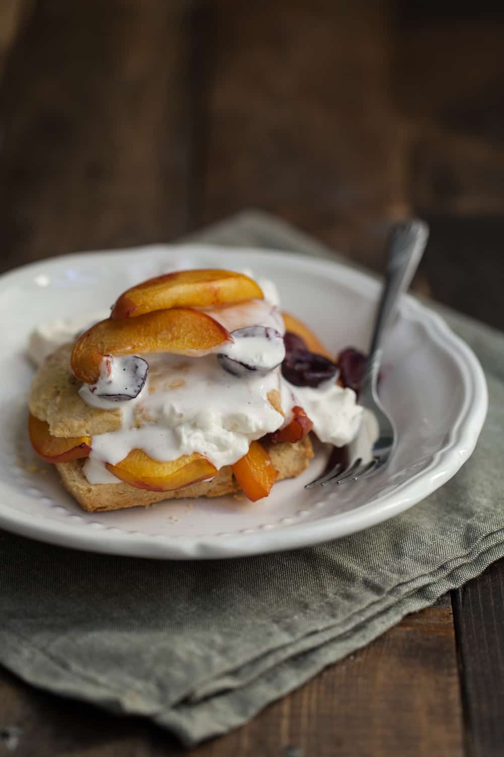 Roasted Peach and Cherry Einkorn Shortcake