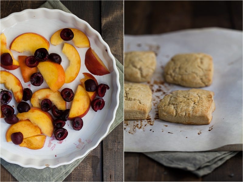 Roasted Peach and Cherry Einkorn Shortcake 