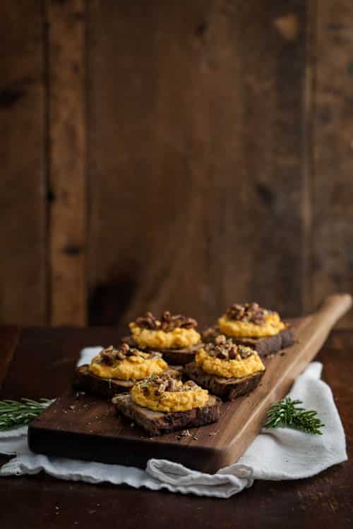 Whipped Sweet Potato Goat Cheese Crostini