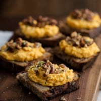 Whipped Sweet Potato Goat Cheese Crostini