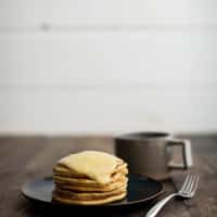 Cornbread Pancakes with Maple-Lemon Curd