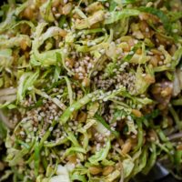 Shaved Brussels Sprout Salad with Einkorn and Soy-Mustard Dressing | Naturally Ella
