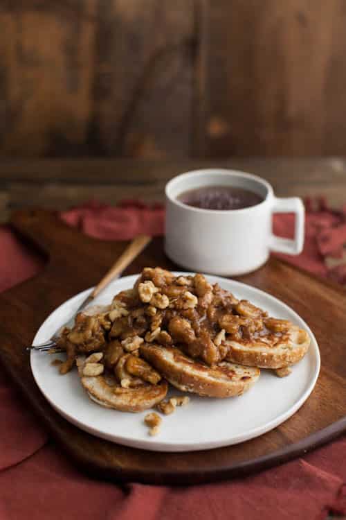 Bourbon Banana French Toast with Walnuts
