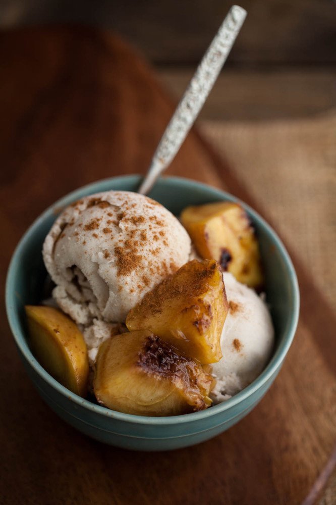 Grilled Peaches  with Vegan Cinnamon Ice Cream | Frontier Natural Co-op