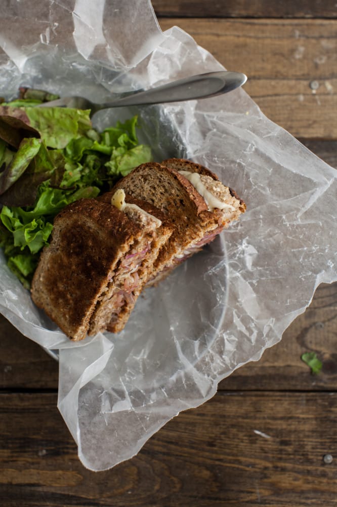 Brown Rice, Oat, and Nut Vegetarian Patty Melt