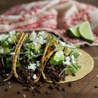 Chipotle Lentil Tacos with Avocado and Micro Greens
