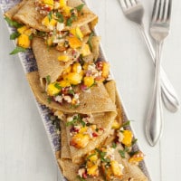 Peach and Blue Cheese Rye Crepes