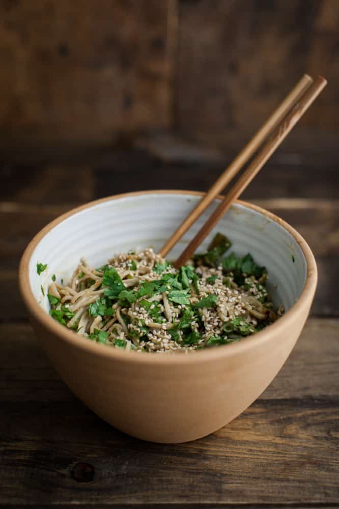 Spinach Soba Bowl with Peanut Sauce