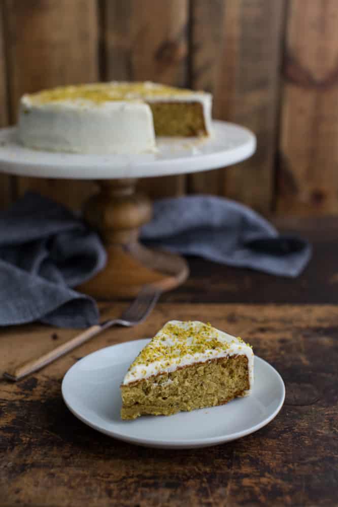 Pistachio Lemon Olive Oil Cake | @naturallyella