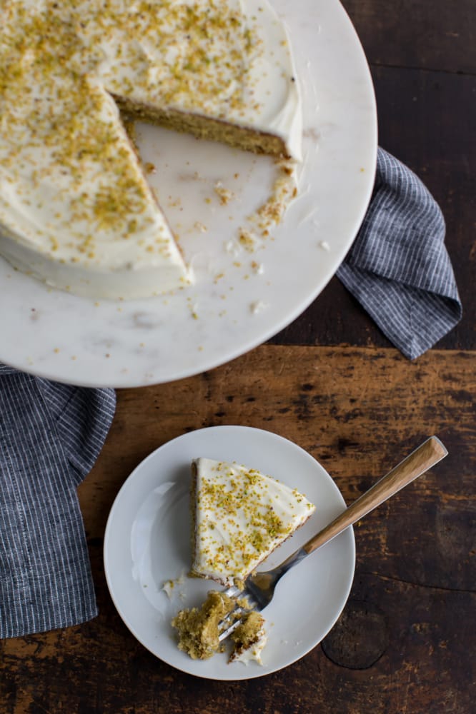 Pistachio Olive Oil Cake made with no refined sugar | @naturallyella
