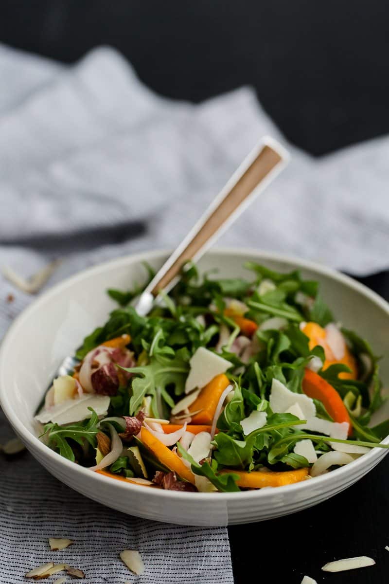 Winter Persimmon Salad with Arugula and Endives | @naturallyella
