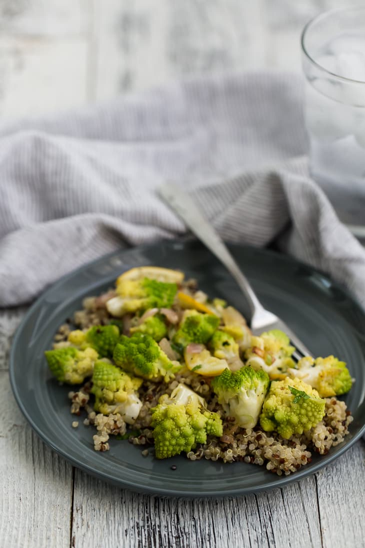 Roasted Romanesco with Meyer Lemon Salsa and Quinoa | Naturally Ella