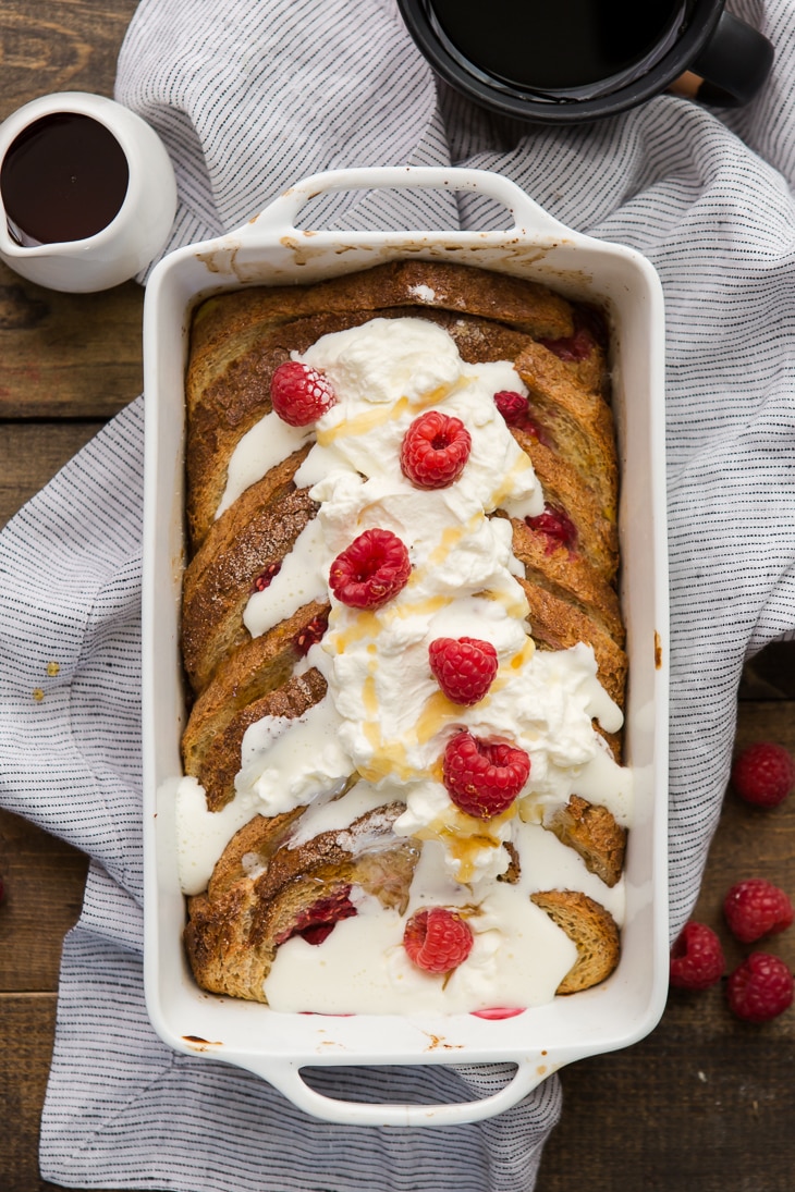 Baked Raspberry French Toast for Two | @naturallyella