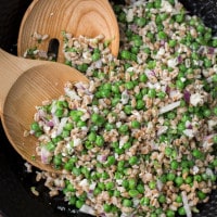 Pea and Farro Salad with Lemon-Yogurt Dressing | @naturallyella
