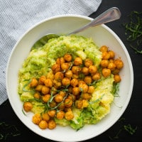 Spinach Pesto Polenta with Smoky Chickpeas | @naturallyella