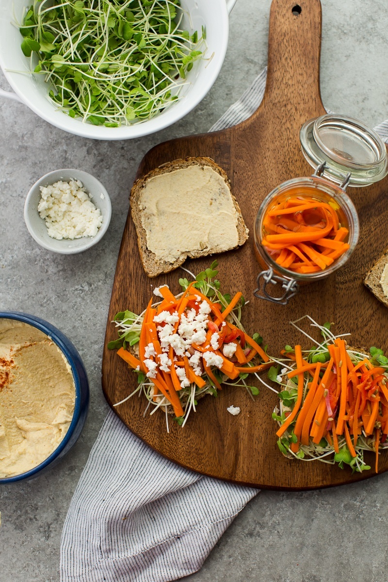 Pickled Carrot and Hummus Sandwich