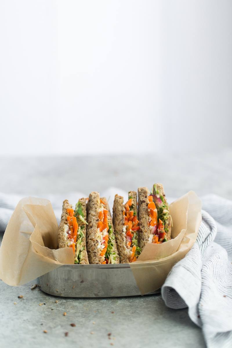 Pickled Carrot and Hummus Sandwich with Sprouts and Feta | http://todays-picks.store