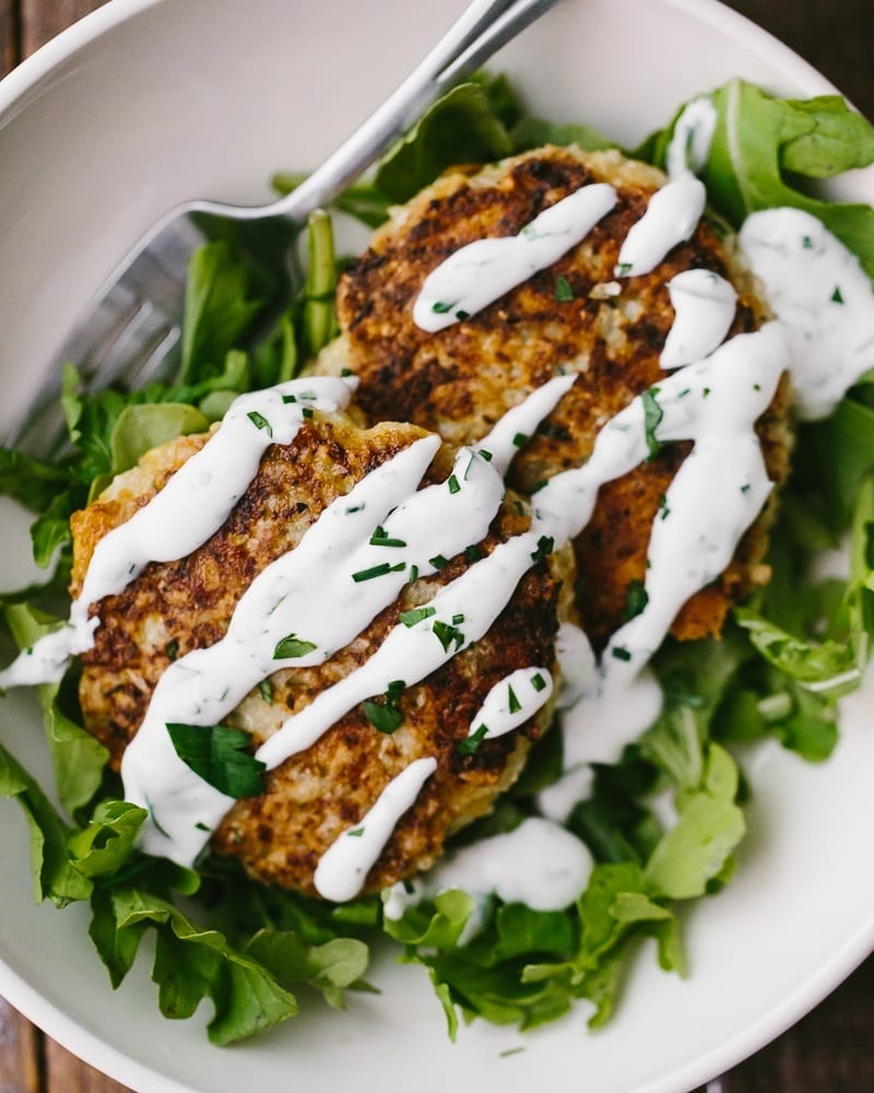 Cauliflower Cakes with Brown Rice and Cheddar