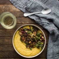 Balsamic Roasted Brussels Sprouts with Polenta