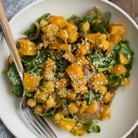 Chipotle Roasted Butternut Squash Salad with Hemp Dressing
