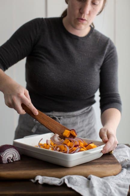 Roasting Butternut Squash and Onions