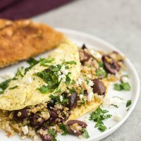 Freekeh Omelette with Olives and Feta