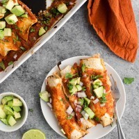 Spinach Enchiladas with Lentils and Homemade Enchilada Sauce