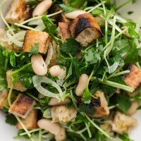 White Bean Salad with Pea Shoots and Grilled Bread