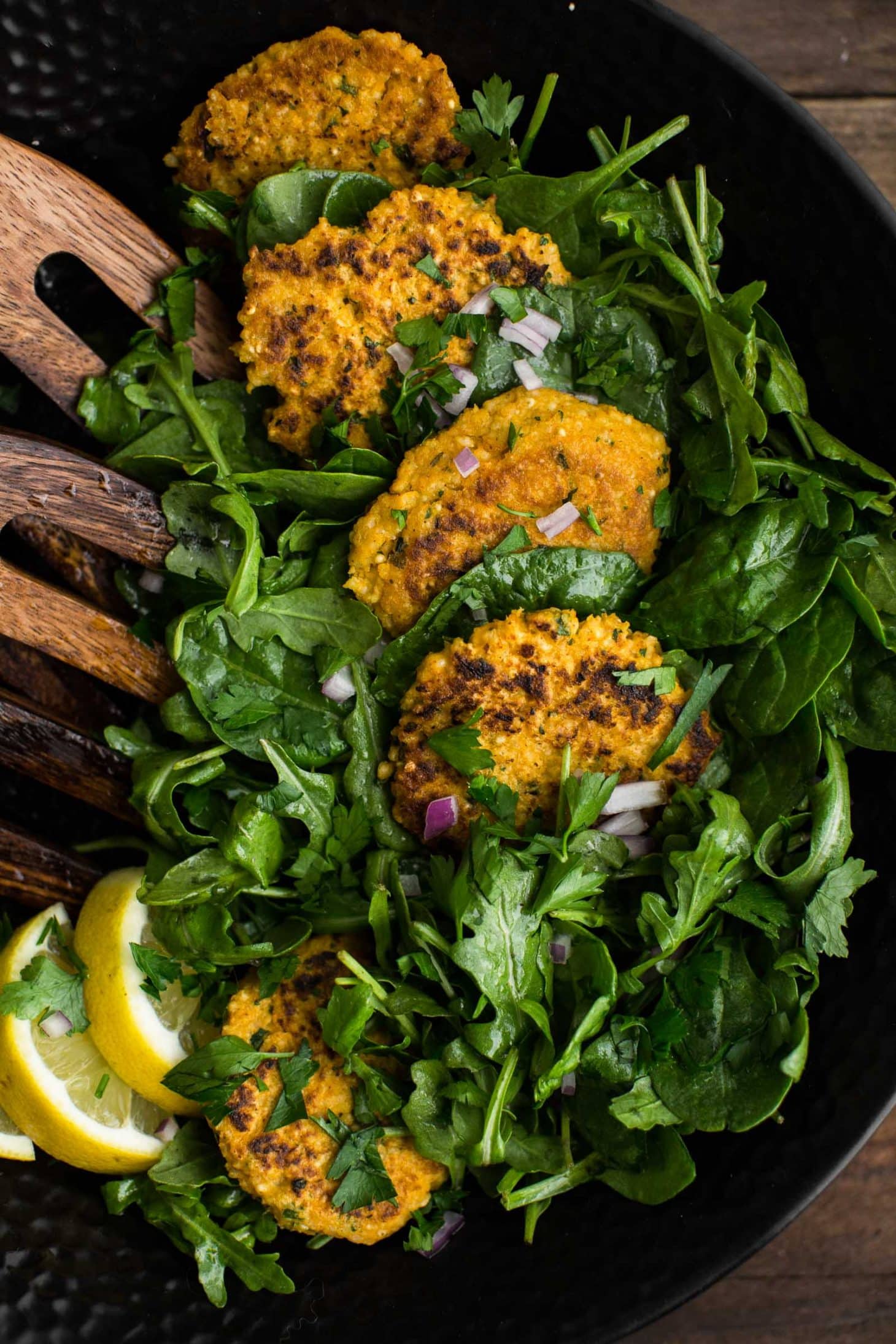 Cajun Millet Cakes with Lemon-Greens | http://todays-picks.store