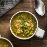Freekeh Pea Soup with Pesto