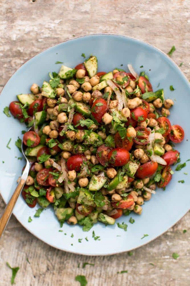 Sumac Spiced Chickpea Cucumber Salad