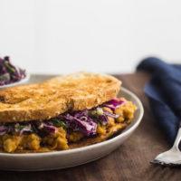 BBQ Chickpea Sandwich with Tahini Slaw | @naturallyella