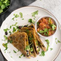 Garlicky Shishito Pepper Black Bean Quesadillas | @naturallyella
