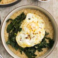 Savory Oatmeal with Garlicky Kale | @naturallyella