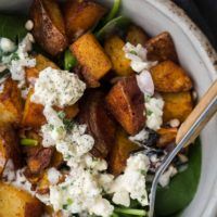 Smoked Paprika Potato Spinach Salad with Homemade Blue Cheese | @naturallyella