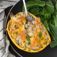 Twice Baked Spaghetti Squash with Spelt | @naturallyella