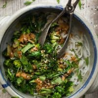 Spicy Peanut Sauce with Brown Rice Noodles | @naturallyella