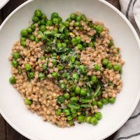 Pea Whole Wheat Couscous Risotto | Naturally Ella