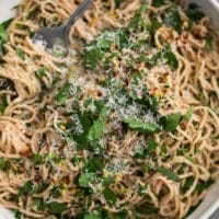 Spelt Spaghetti with Parsley and Garlic Oil from Eat this Poem
