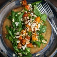 Oat Crisp with Burst Tomato Arugula Salad | Naturally Ella