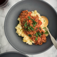 Bulgur Lentil Ragu with Parsnip-Rutabaga Mash | Naturally Ella