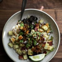 Black Bean Burrito Bowl with Roasted Sweet Potatoes and Rice | Naturally Ella