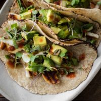 Grilled Scallion Avocado Halloumi Tacos with Hot Sauce | Naturally Ella