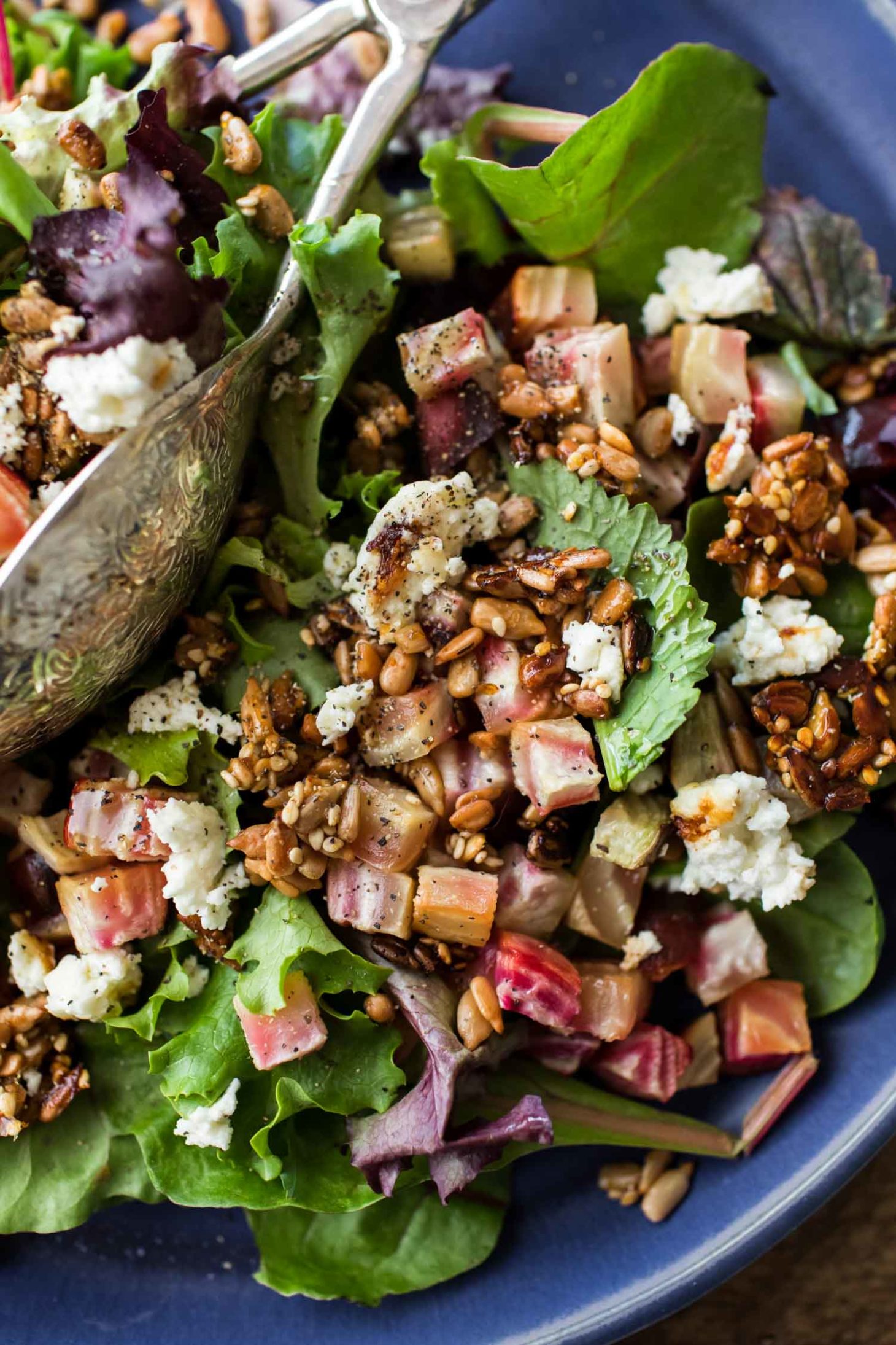 Beet Salad with Broiled Feta and Sesame Sunflower Seeds | Naturally Ella